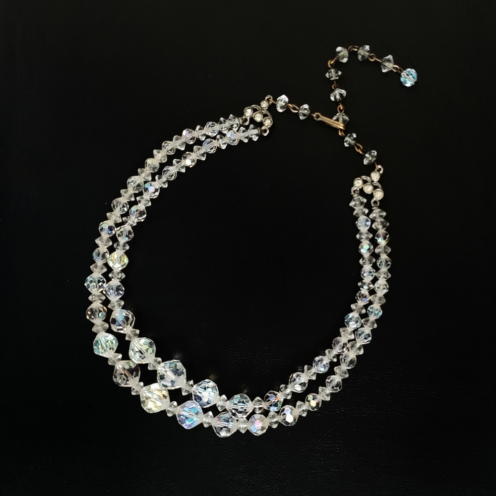 Vintage Double Strand Aurora Borealis Choker - image 2